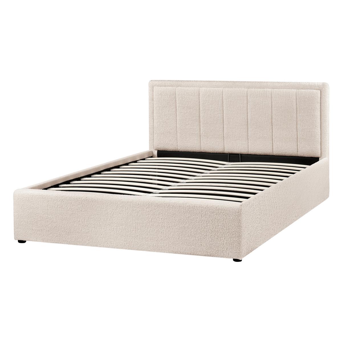 BETT mit Stauraum 140/200 cm Bouclé Beige Montlaur - Beige, Textil (140/200cm) - Beliani