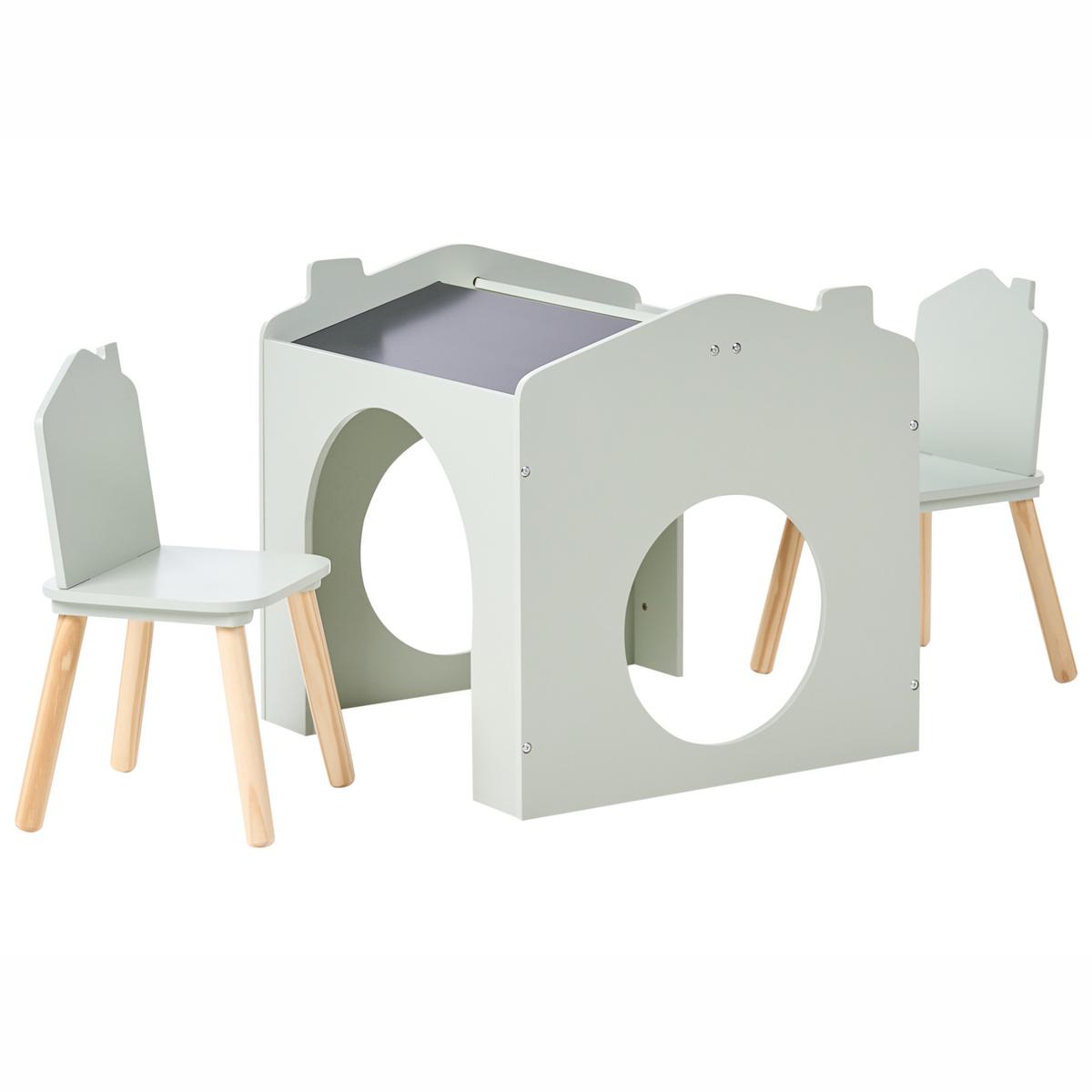 KINDERTISCH mit Stühlen Hellgrün Quilpie - Hellbraun, Holzwerkstoff (59/59/61cm) - Beliani