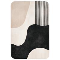 BADEMATTE Abstrakt - Japandi - Beige - Modern Rutschfest 60x90 cm - Beige/Schwarz, Textil (60/90cm) - OnlyWow