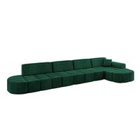 ECKSOFA Ottomane Rechts LIVO-L3 - 422x173x79,5 cm Dunkelgrün - Grün, Holzwerkstoff/Textil (422/173cm) - ALTDECOR