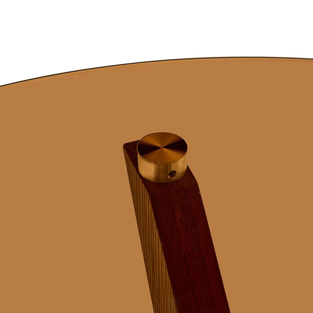 COUCHTISCH rund (Ø 80cm) aus Walnuss-Holz und bernsteinfarbenem Glas - Walnussfarben, Glas (80/80/42.2cm) - Urban Meuble