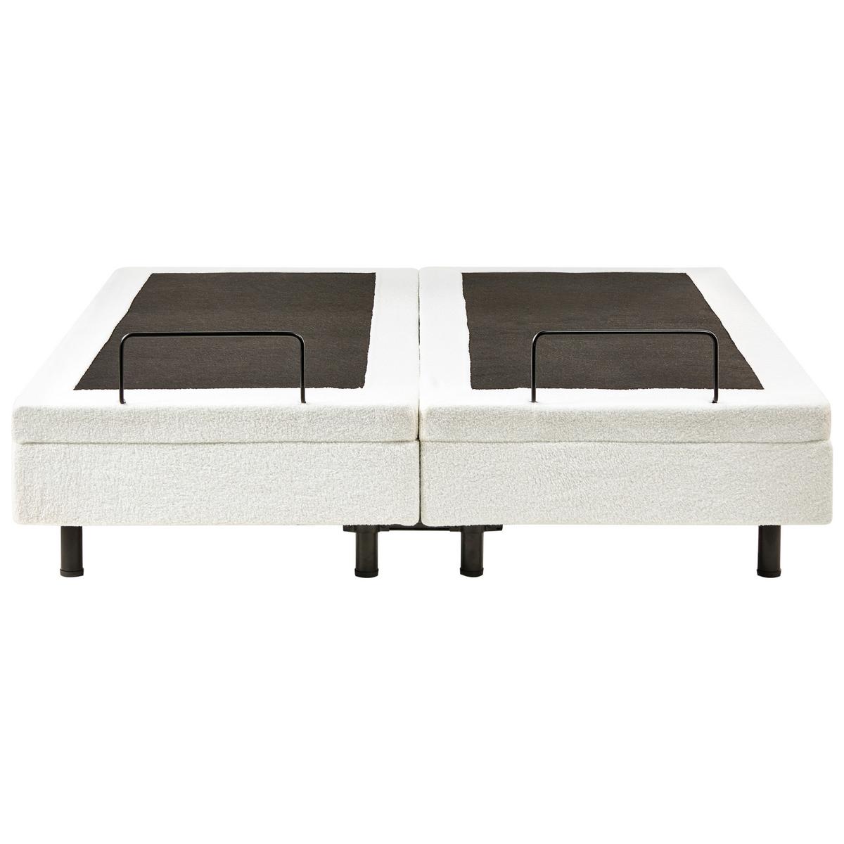 BETT verstellbar ohne Kopfteil Bouclé 160/200 cm Cremeweiß Duke - Creme, Textil (160/200cm) - Beliani