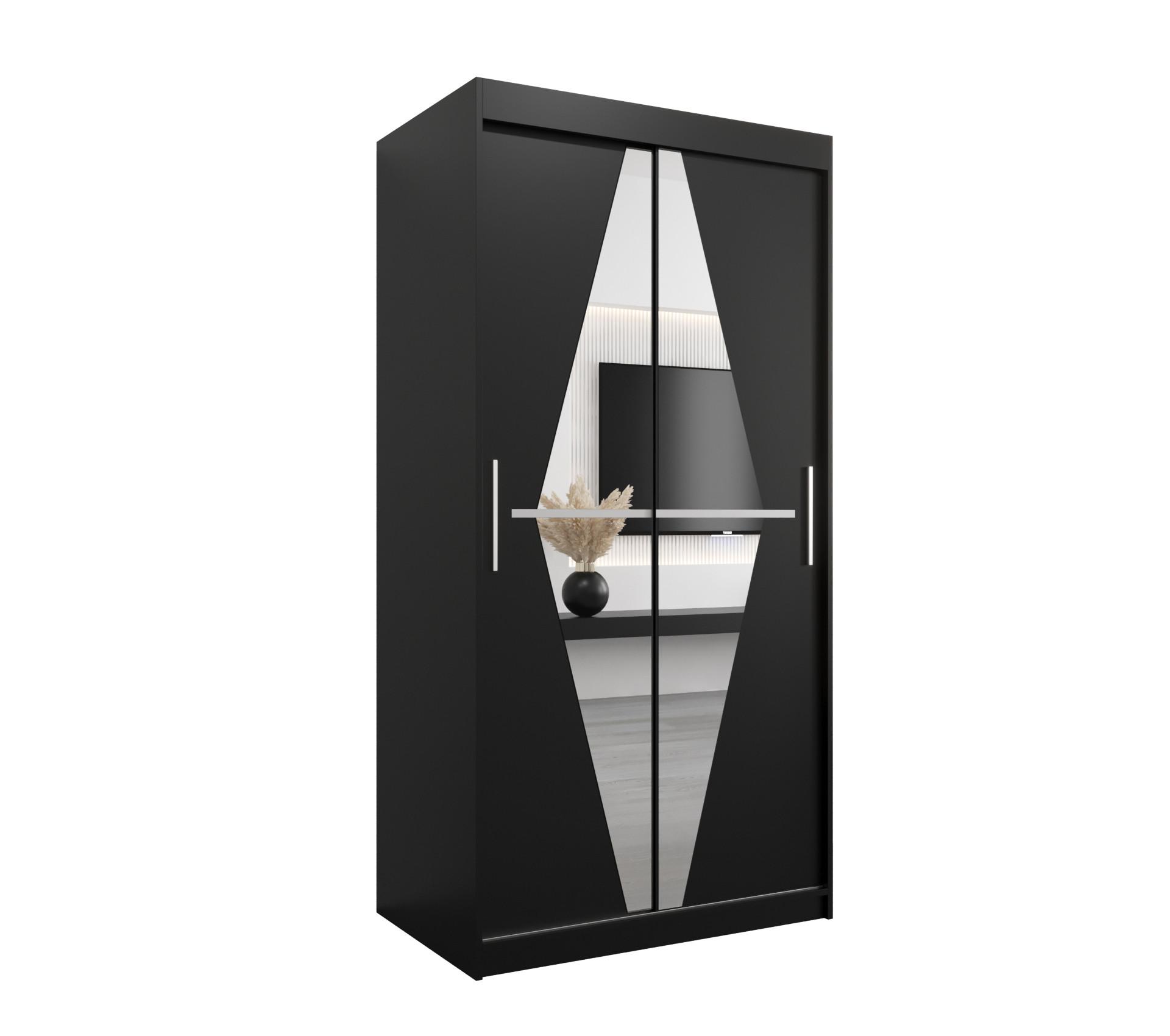 SCHWEBETÜRENSCHRANK 200/100/62 2-türig - Silberfarben/Schwarz, Holz/Kunststoff (100/200/62cm) - MÖBEL KRYSPOL
