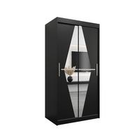 SCHWEBETÜRENSCHRANK 200/100/62 2-türig - Silberfarben/Schwarz, Holz/Kunststoff (100/200/62cm) - MÖBEL KRYSPOL
