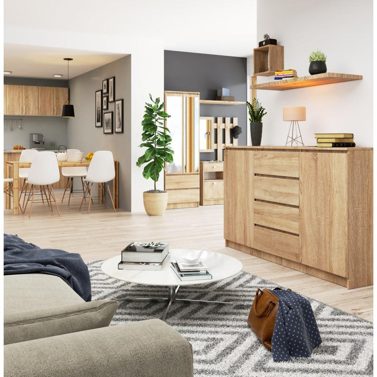 KOMMODE Eiche Sonoma 99/160/40 - Sonoma Eiche, Holzwerkstoff (160/99/40cm) - RAUMHIRSCH FURNITURE