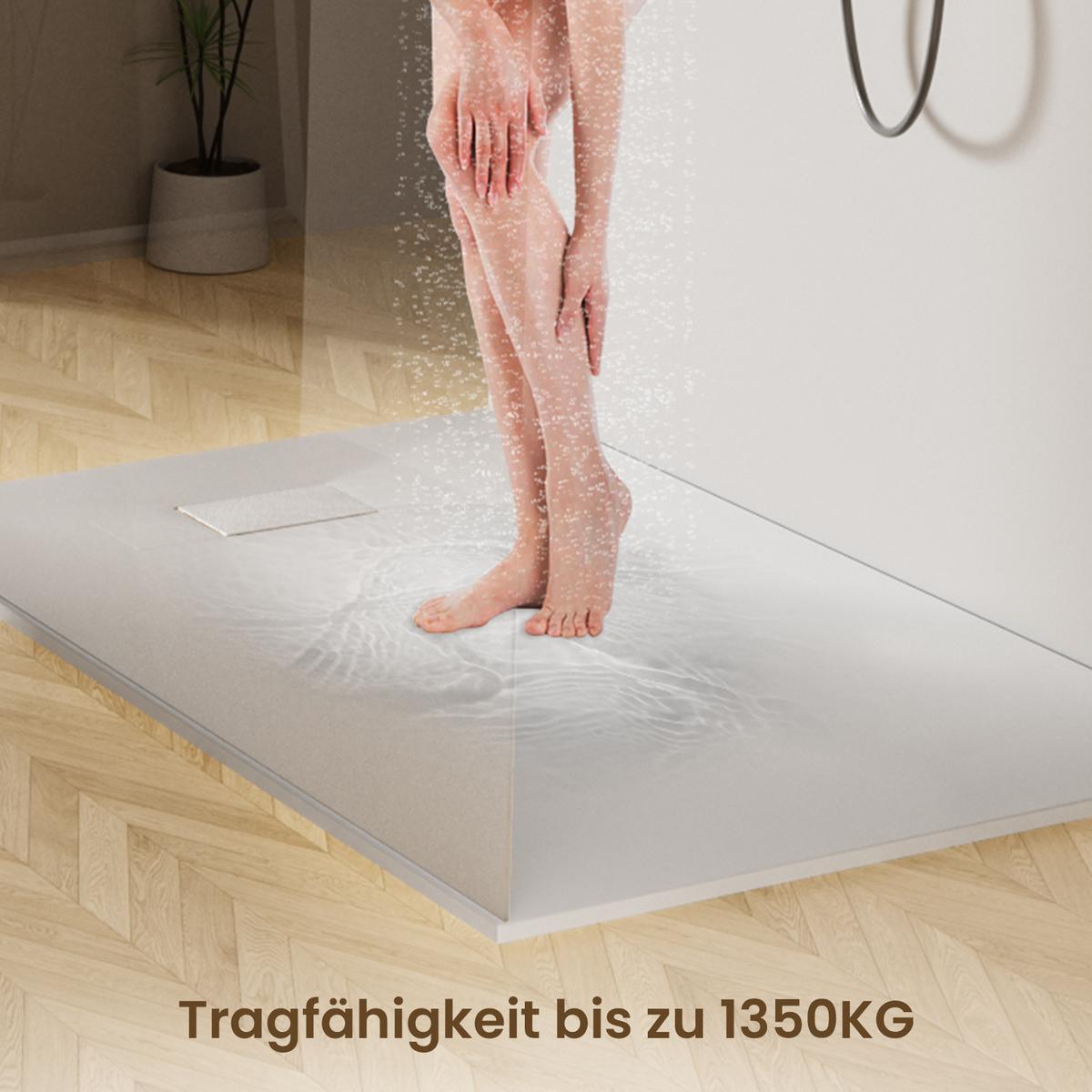 DUSCHWANNE mit rutschhemmender Oberfläche 140/90 cm, Weiß - Weiß, Kunststoff (140/2.6/90cm) - EMKE