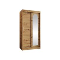 SCHWEBETÜRENSCHRANK Selfie 100 cm - Silberfarben/Eiche Artisan, Holzwerkstoff/Kunststoff (100/200/62cm) - MIRJAN24