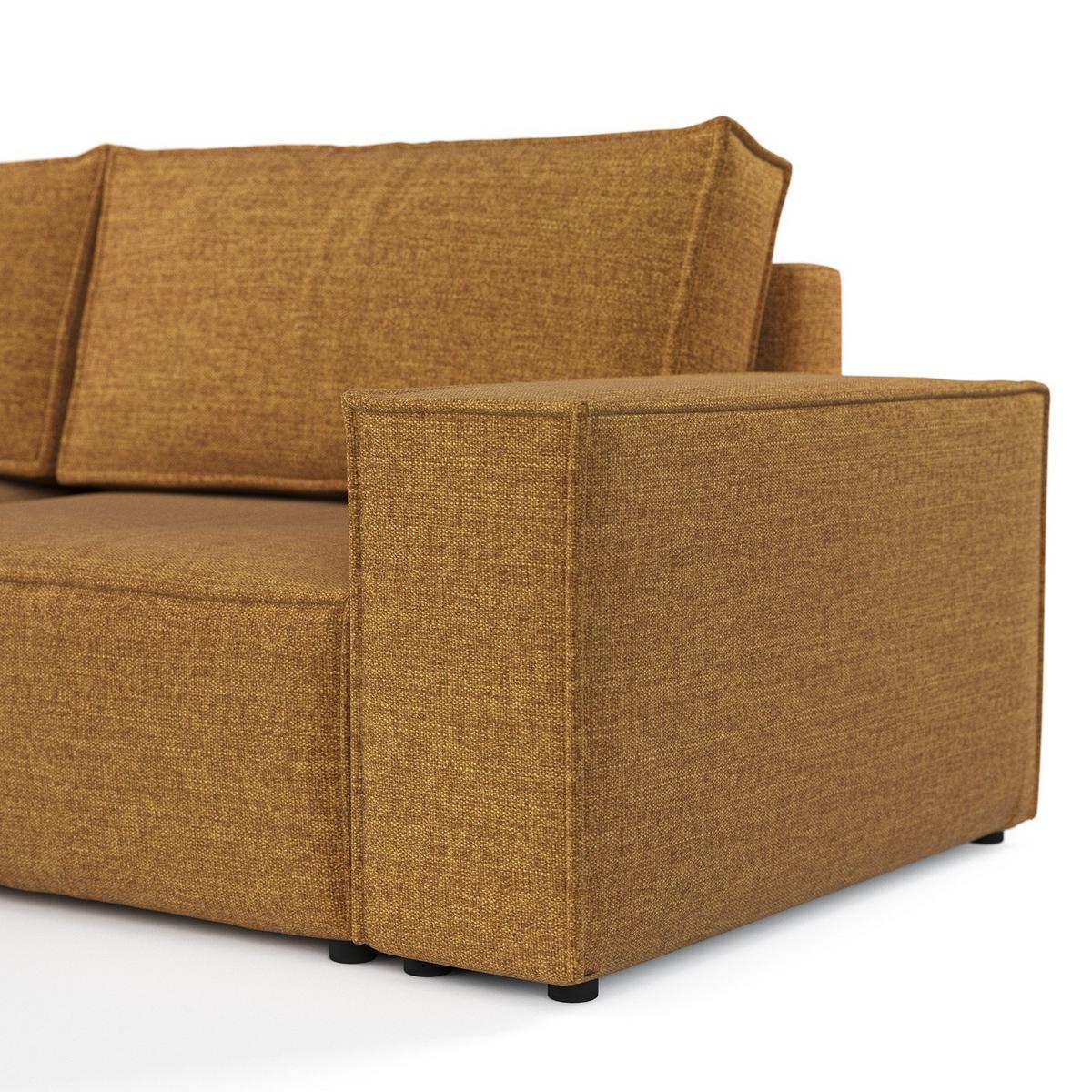 ECKSOFA CAVO mit Schlaffunktion Honiggelb im City Stoff - Schwarz/Honig, Holz/Holzwerkstoff (255/148cm) - AltaBeds