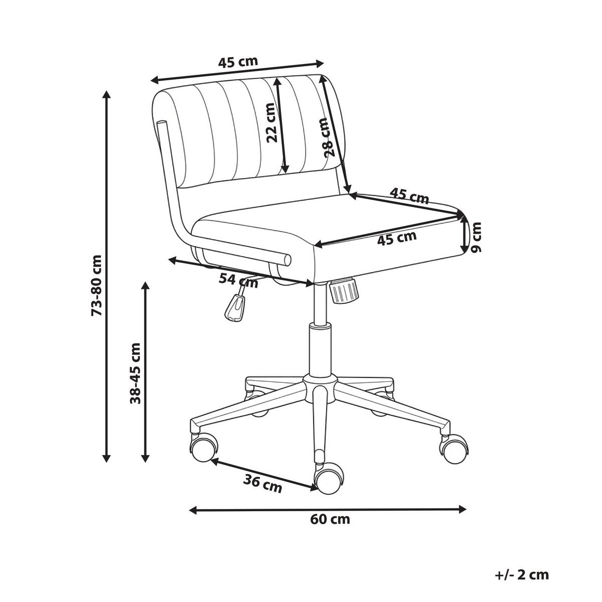 SCHREIBTISCHSTUHL Burgunderrot Arloft - Dunkelrot, Textil/Metall (60/73/60cm) - Beliani