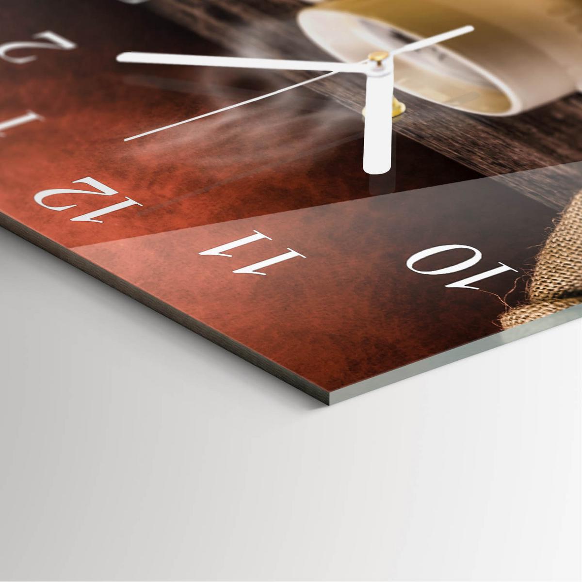 WANDUHR aus Glas 30x30 cm - Kaffee - Braun, Glas (30/30/0.4cm) - TULUP