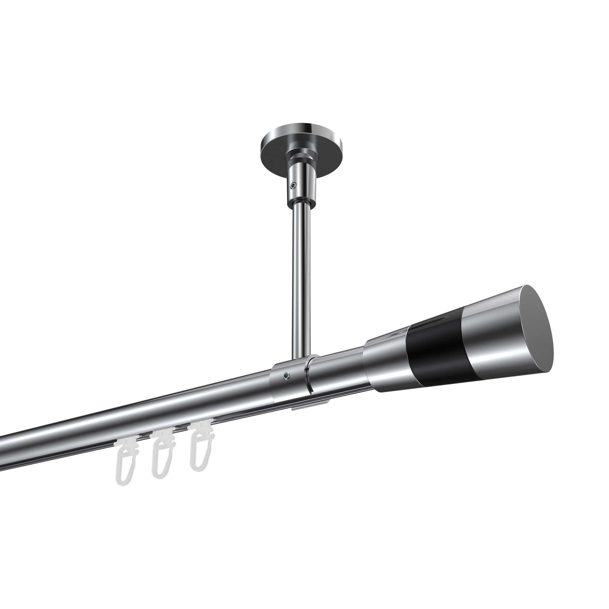 GARDINENSTANGE INNENLAUF Sonette Tanara 180 cm, 1-läufig, 20 mm Ø Chrom - Chromfarben/Schwarz, Metall (180cm) - INTERDECO