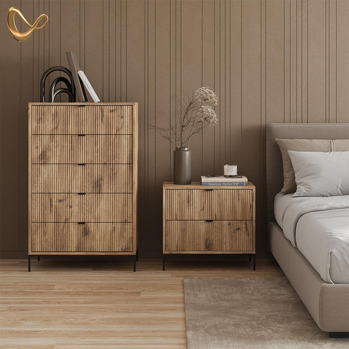 NACHTTISCHE Aterno Viking Oak 2er Set - Eichefarben, Holzwerkstoff (66/60/36cm) - Livinity®