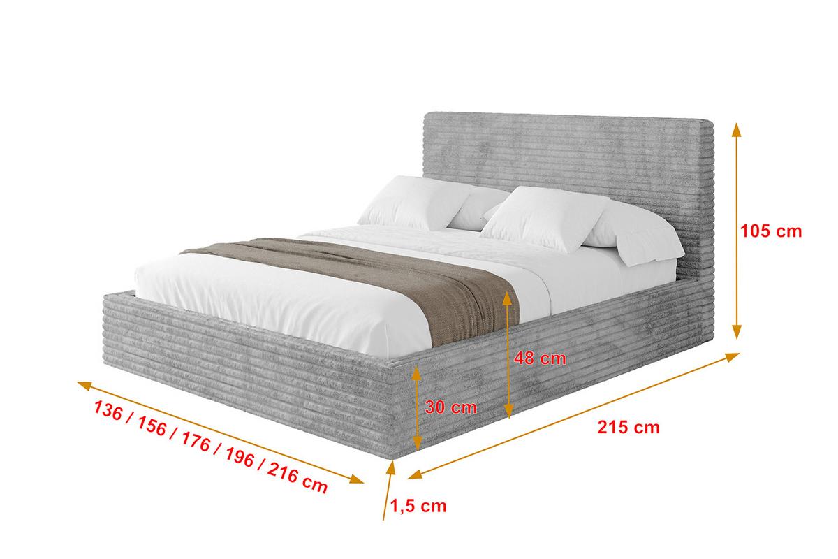 POLSTERBETT mit Bettkasten und Lattenrost, Boxbett ohne Matratze - ALOVA 160x200 Hellgrau - Hellgrau, Holzwerkstoff/Textil (160/200cm) - ALTDECOR