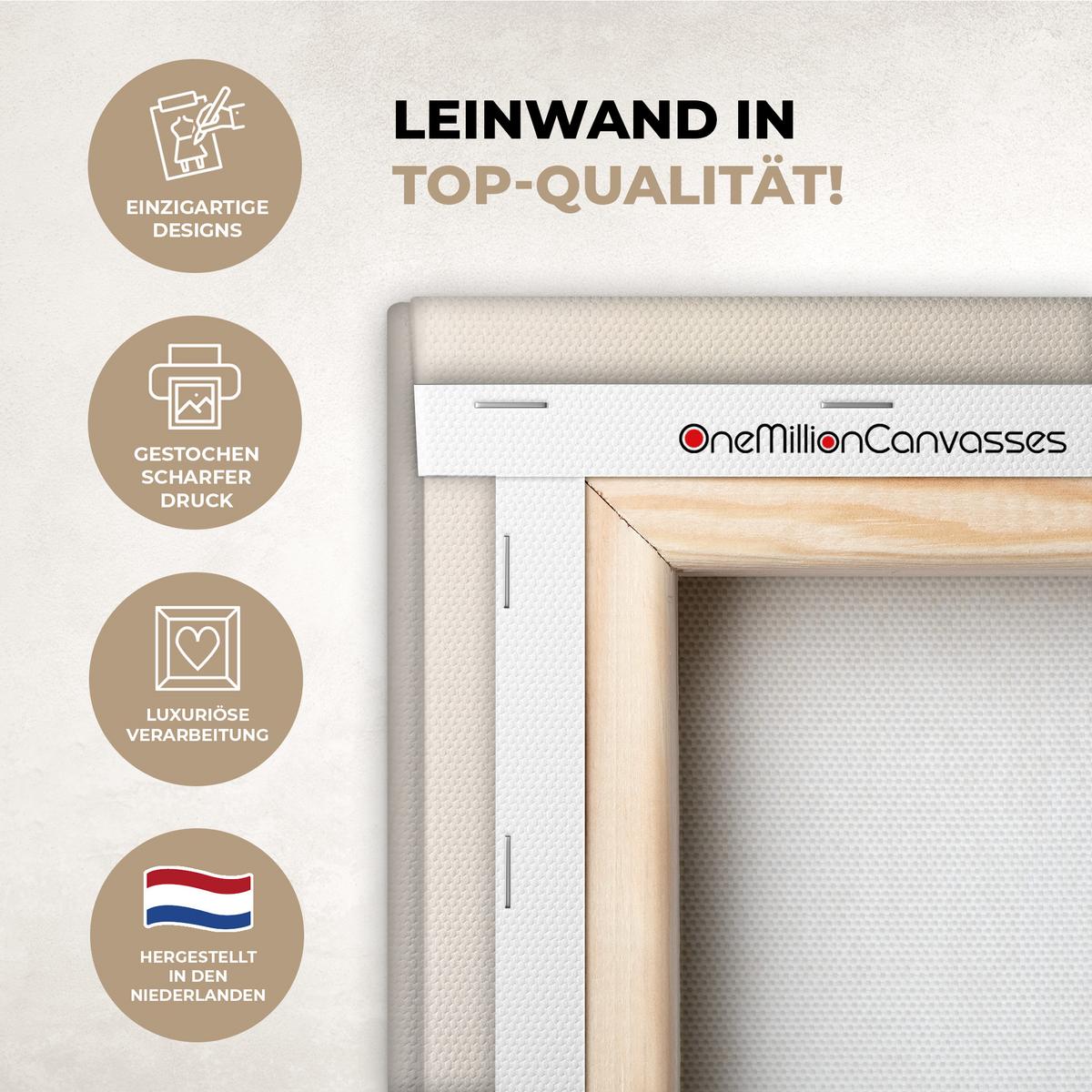 LEINWANDBILD Formen - Rund - Blätter - Beige Deko Groß 90x90 cm - Rostfarben, Textil (90/90cm) - MuchoWow