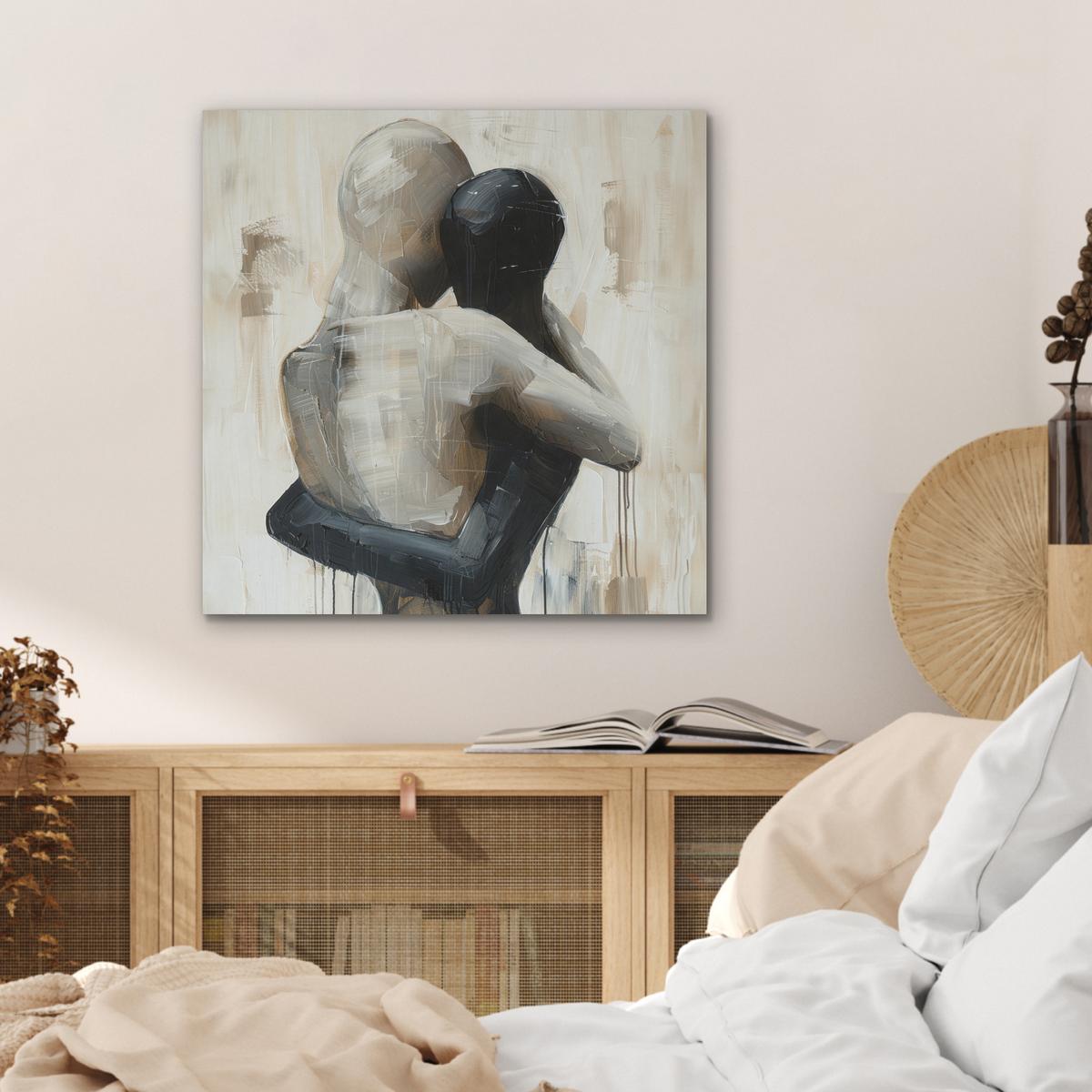 AKUSTIKBILD Abstrakt - Liebe - Schwarz und weiß - Modern Wandbilder 60x60 cm - Schwarz, Kunststoff (60/60/0.9cm) - MuchoWow