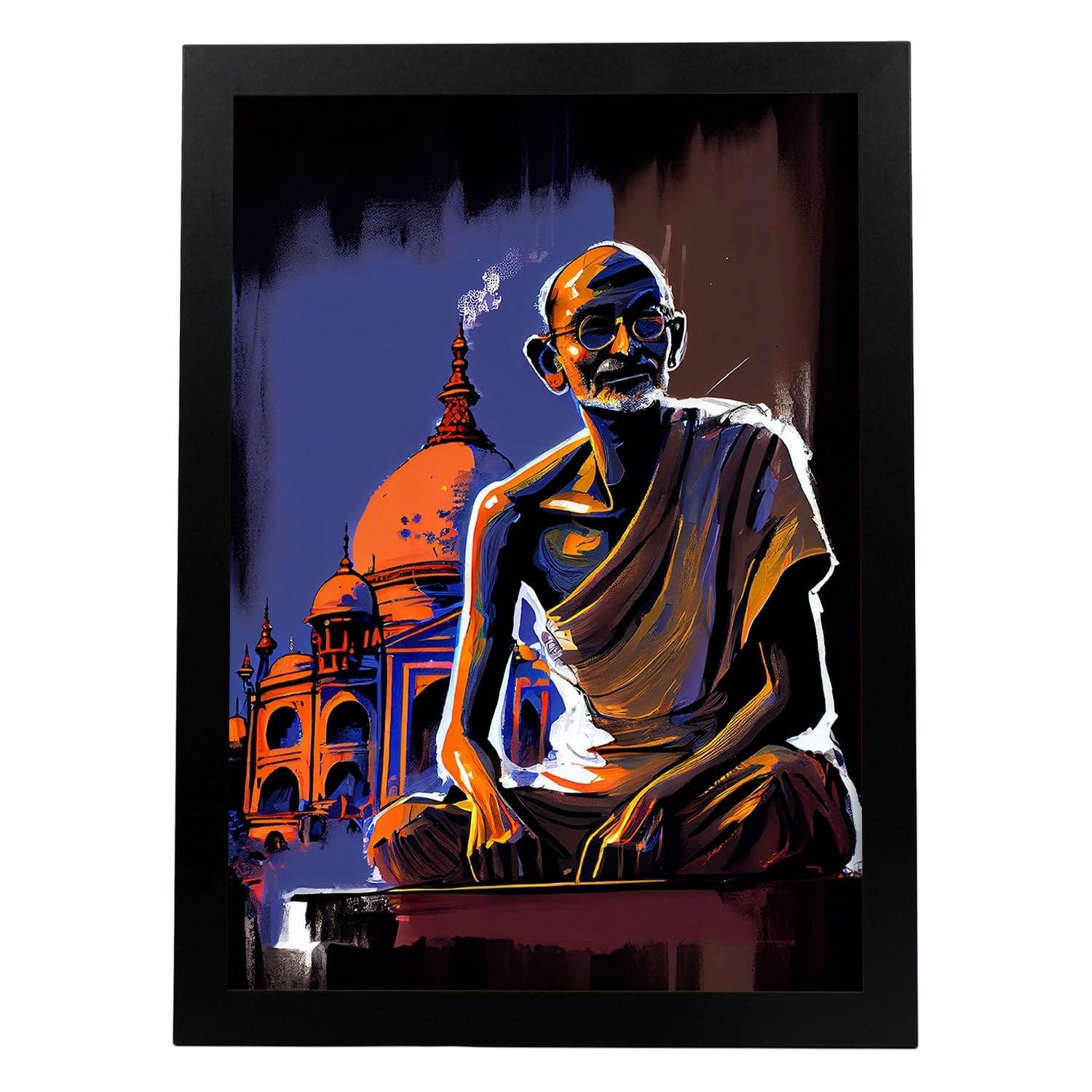 POSTER Mahatma Gandhi In Voller Farbe Fotostil. A4 Rahmenlos - Klar, Papier (29.7/5/21cm) - Nacnic