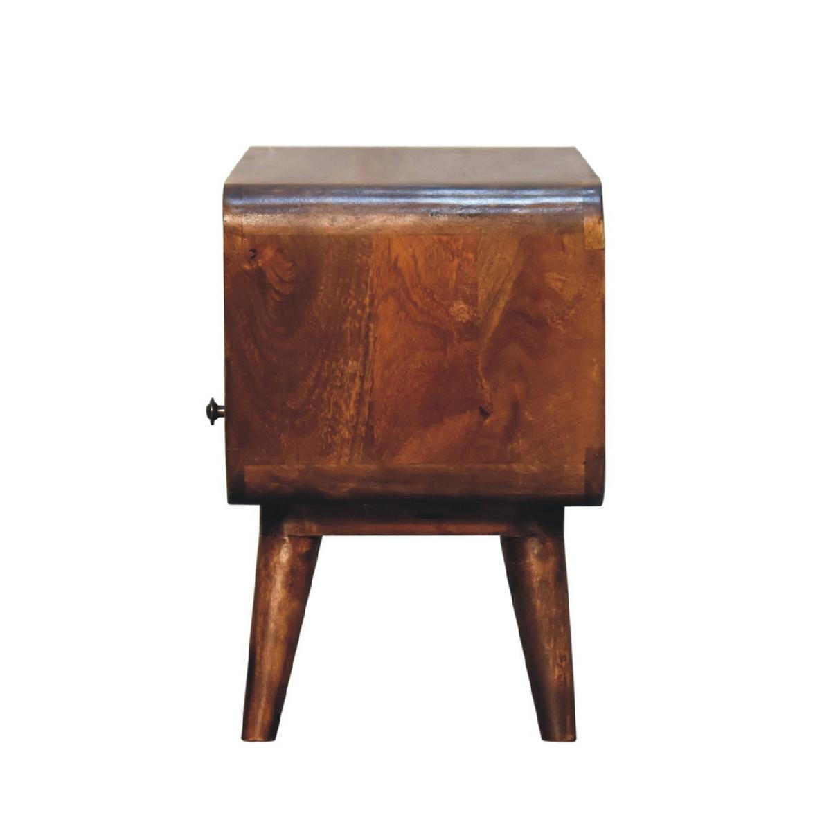 MEDIENUNIT Mini mit gebogener Form, Braun - Messingfarben/Braun, Mangoholz/Holz (60/45/30cm) - Artisan Furniture