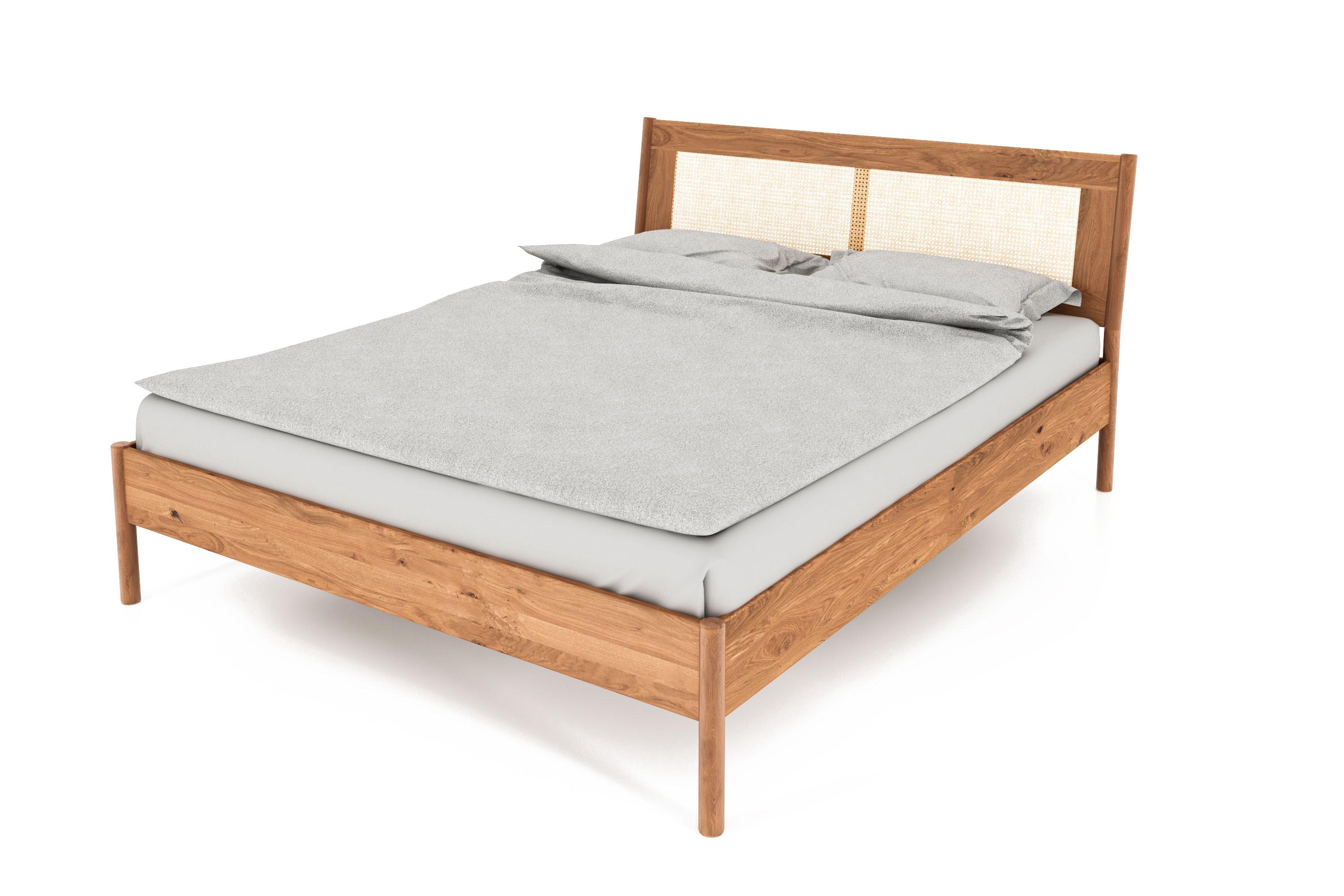 BETT MIT RATTANKOPFTEIL INA 80x200 Wildeiche - Wildeiche, Holz (80/200cm) - byoak
