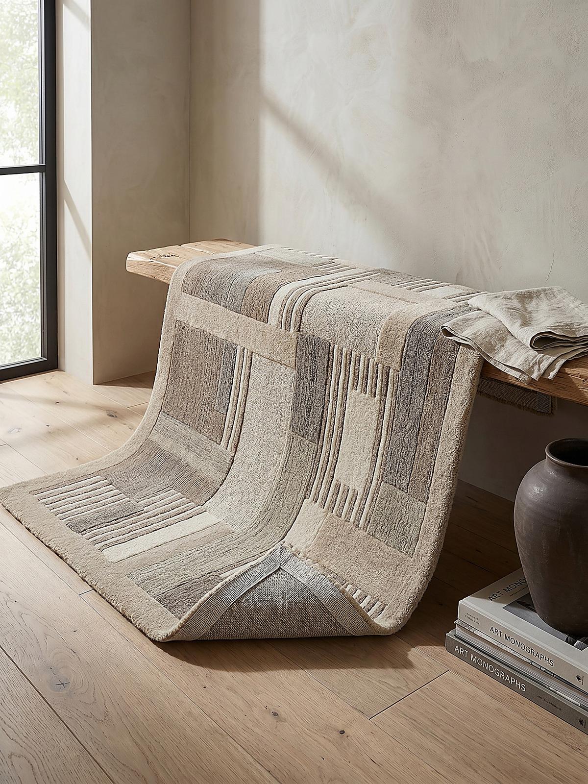 TEPPICH aus Wolle EDALE in Natur, geometrisch, 140 x 200 cm - Beige, Textil (140/200cm) - KADIMA DESIGN