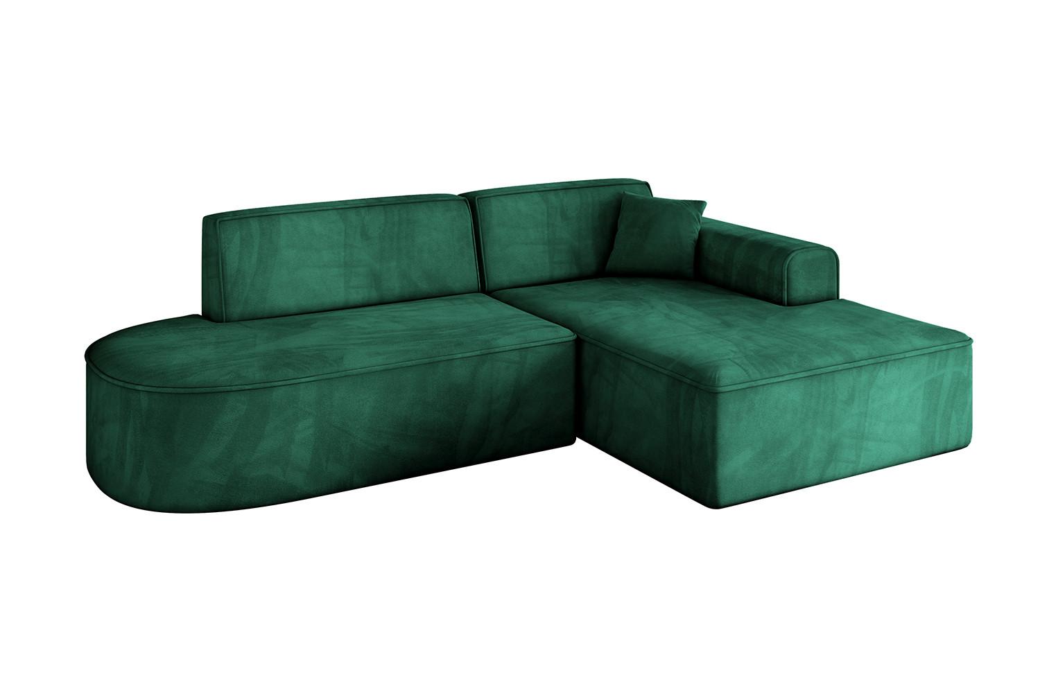 ECKSOFA Ottomane Rechts IREA-L1-v3 - 232x165x77 cm Grün - Dunkelgrün, Holzwerkstoff/Textil (232/165cm) - ALTDECOR