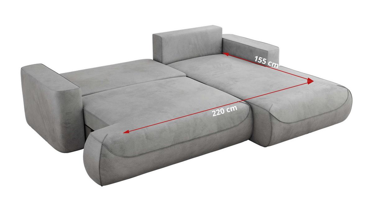 ECKSOFA OVO L Hellgrau Velvet - Rechts Seite - Hellgrau/Schwarz, Kunststoff/Textil (195/271cm) - MKS