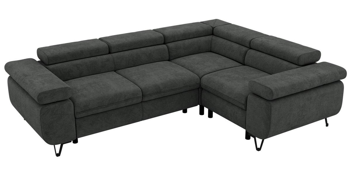 ECKSOFA ORSO L Dunkelgrau Stukture - Rechts Seite - Dunkelgrau/Schwarz, Textil/Metall (268/197cm) - MKS