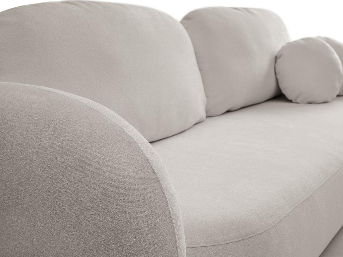 BETTSOFA AMICO Hellgrau Bucle-Stoff mit Schlaffunktion - Hellgrau, Holz (238/86.5/101cm) - MASSENO