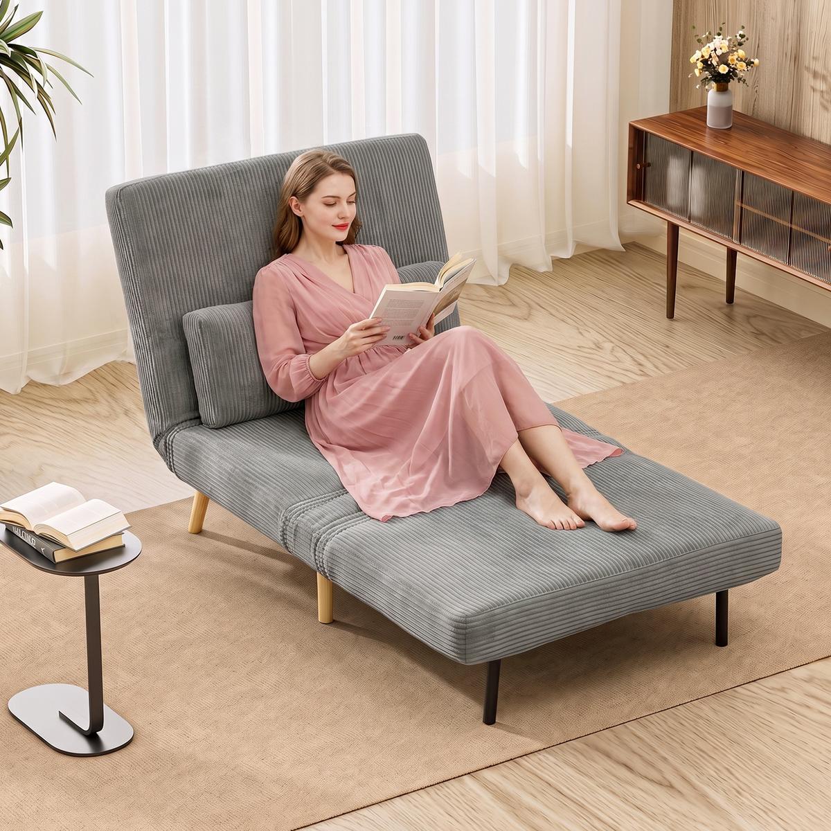 SCHLAFSESSEL Polyester Dunkelgrau - Dunkelgrau/Braun, Textil/Metall (75/84/90cm) - HOMCOM