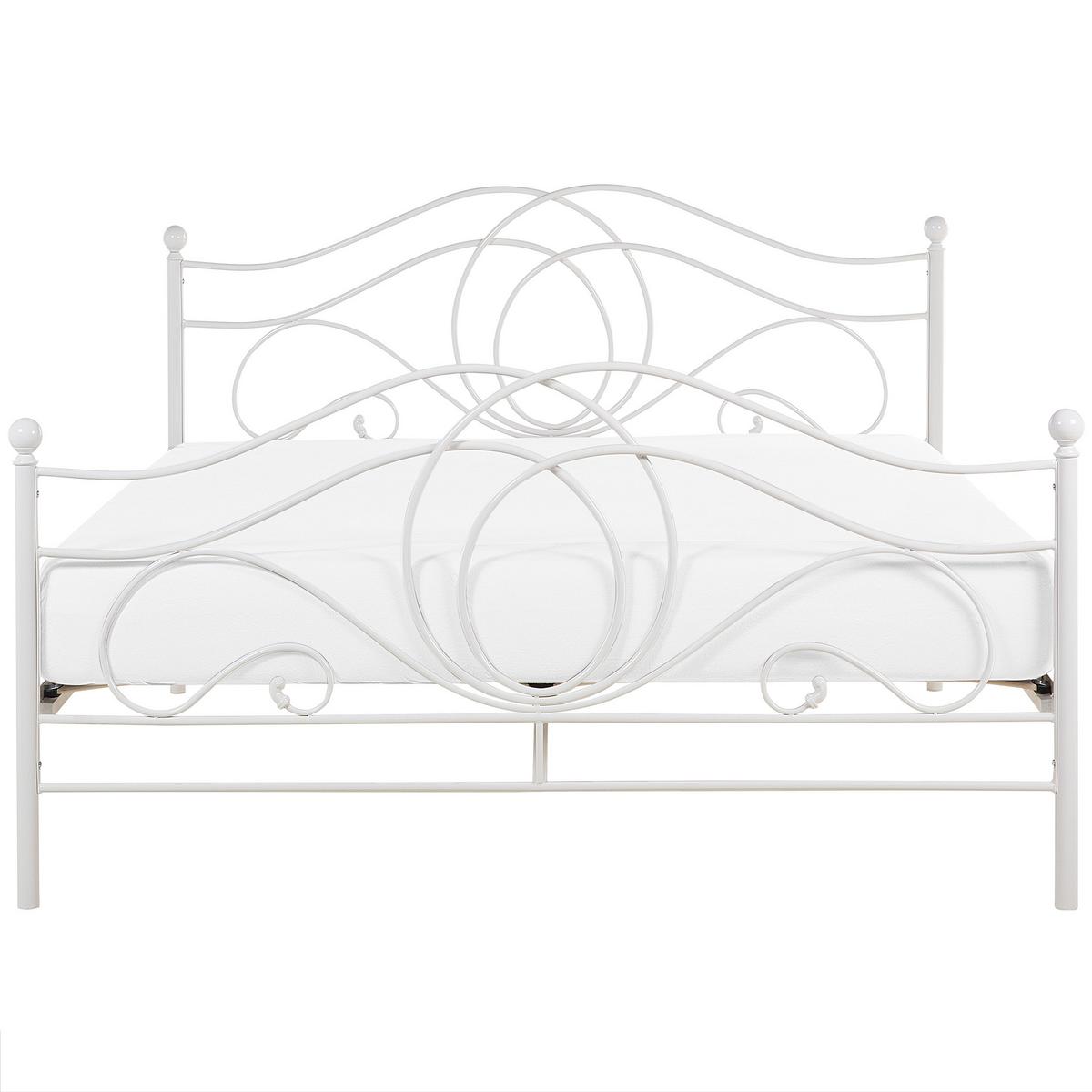 METALLBETT 160/200cm Weiß Lyra - Weiß, Metall (160/200cm) - Beliani