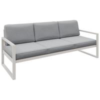 GARTENBANK Bellano Outdoor 3-Sitzer Polster-Loungebank, Stahlgestell Kaschmir, Hellgrau 76/216/80 cm - Grau, Textil (216/86/80cm) - WFL GROUP