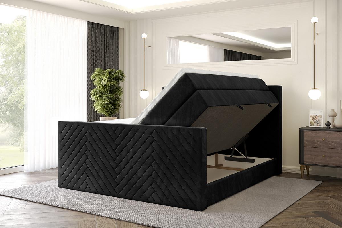 BOXSPRINGBETT mit Matratze und Lattenrost - VEXA-Z KING-120x200 - Schwarz Casablanca - Schwarz, Holzwerkstoff (120/200cm) - ALTDECOR