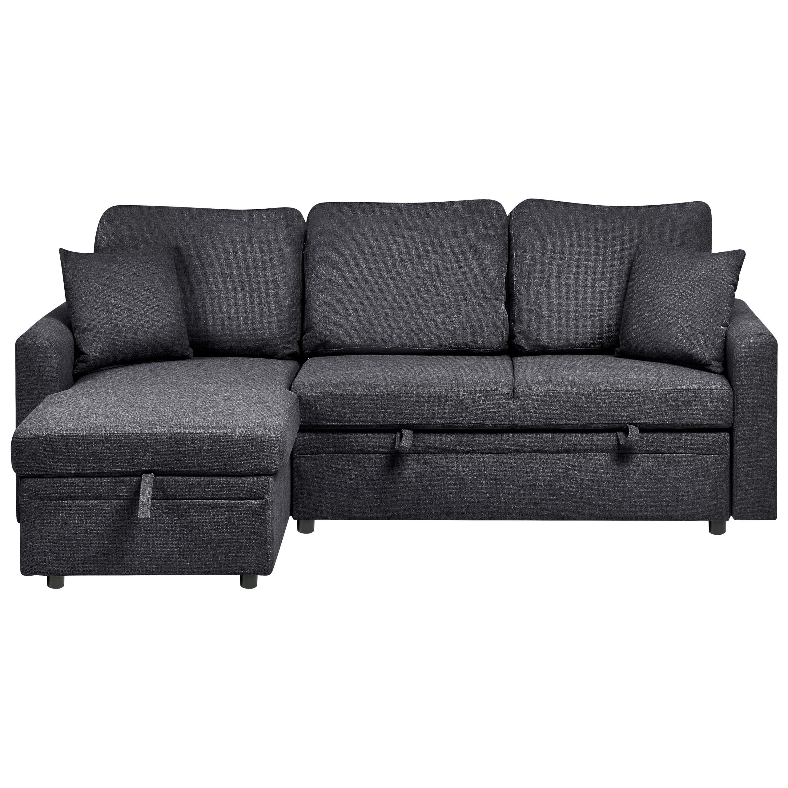 ECKSCHLAFSOFA 3-Sitzer Kunstleinen Schwarz linksseitig Nassjo - Schwarz, Textil (210/131cm) - Beliani