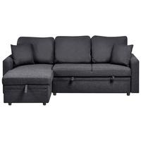 ECKSCHLAFSOFA 3-Sitzer Kunstleinen Schwarz linksseitig Nassjo - Schwarz, Textil (210/131cm) - Beliani