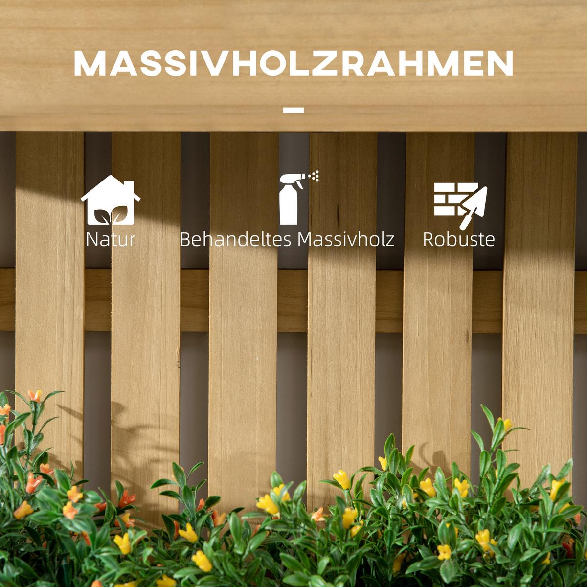 BLUMENKASTEN, Tannenholz, Naturholz - Naturfarben, Holz (16/80/60cm) - Outsunny