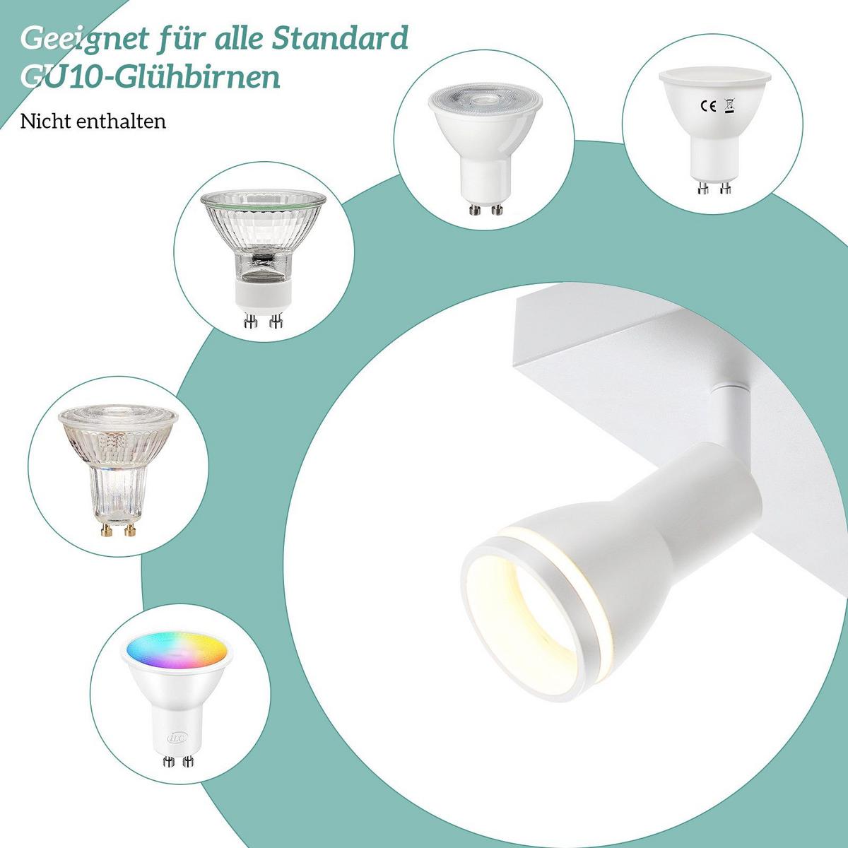 DECKENSTRAHLER Aalen 4-flammig 25/25/15.7 cm - Weiß, Metall (25/25/15.7cm) - Nettlife