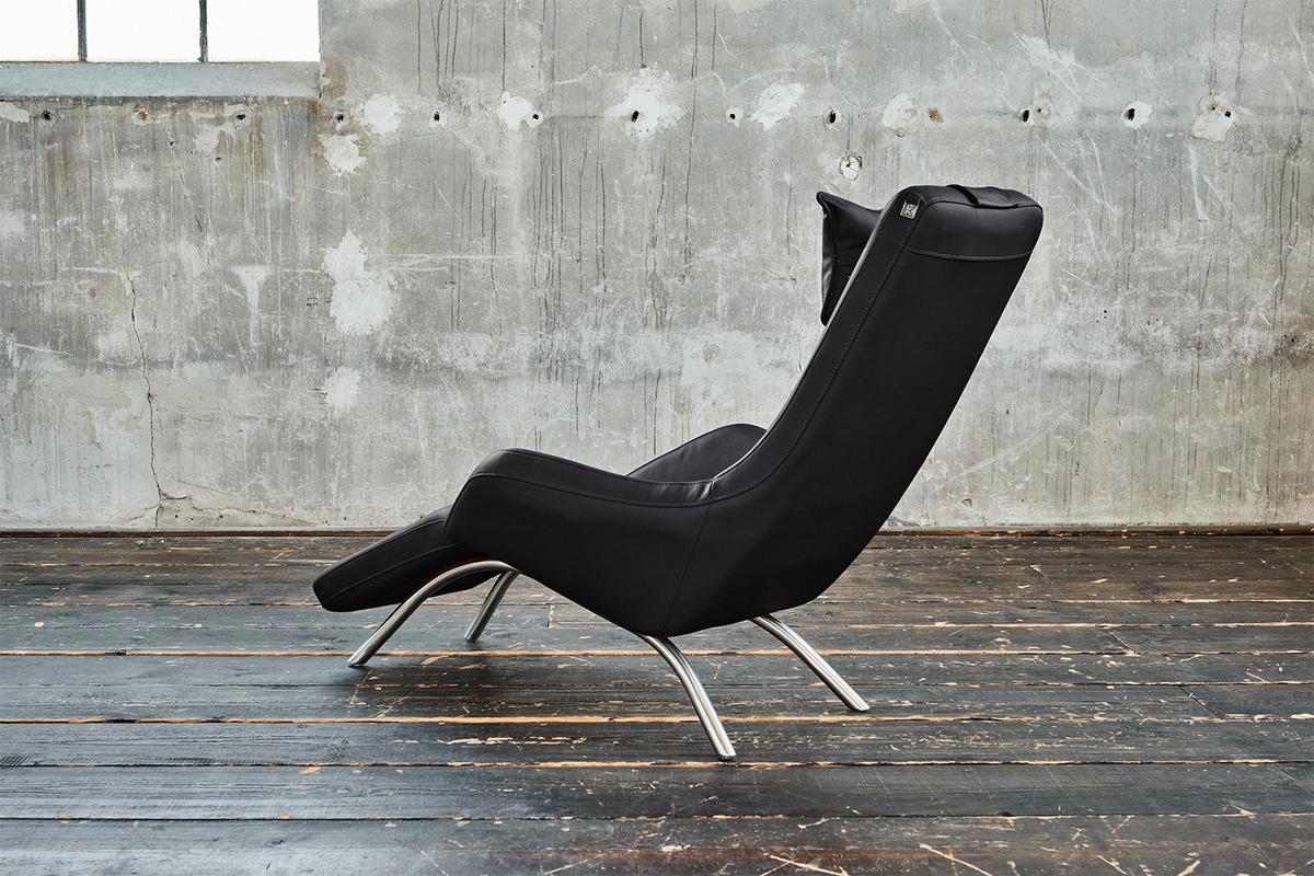 RELAXLIEGE CAVAL Schwarz Leder - Silberfarben/Schwarz, Leder/Metall (79/95/157cm) - KAWOLA