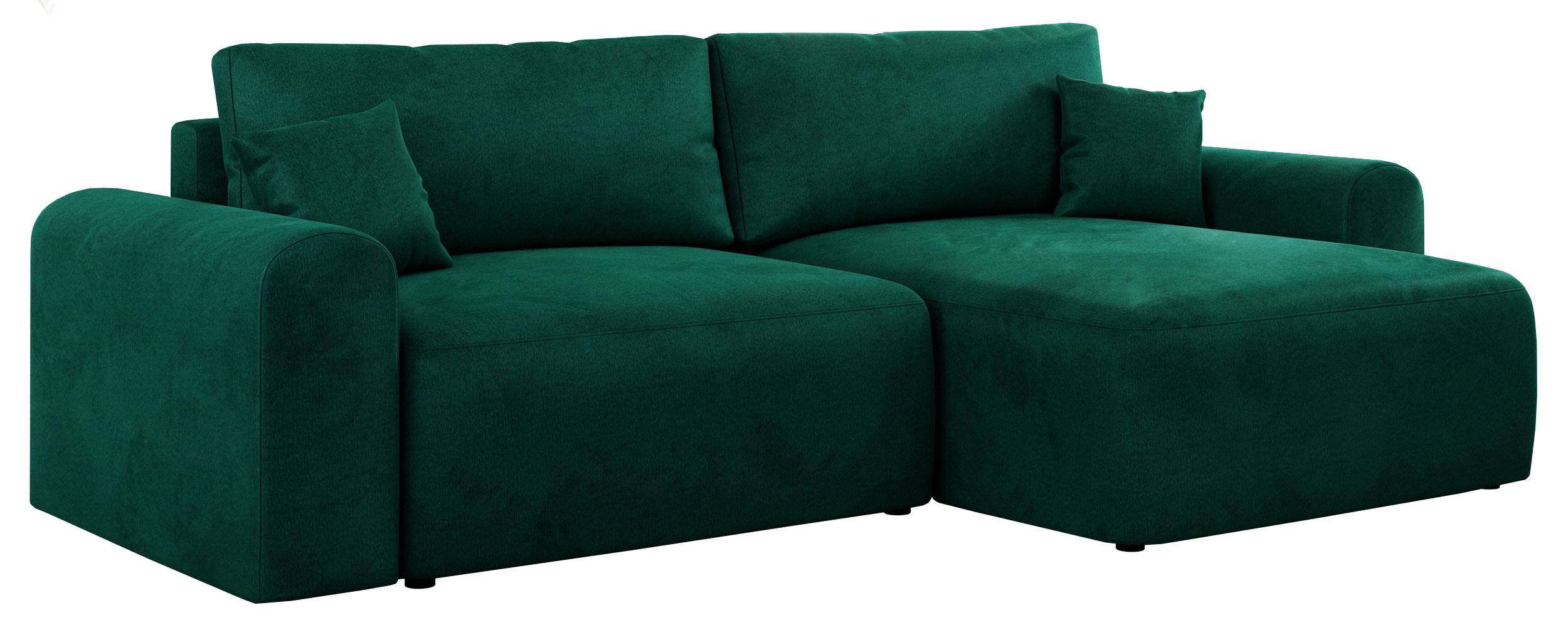 ECKSOFA NELSON Dunkelgrün Velvet - Dunkelgrün/Schwarz, Kunststoff/Textil (274/152cm) - MKS
