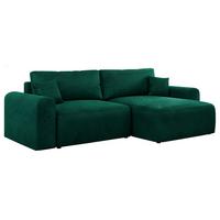 ECKSOFA NELSON Dunkelgrün Velvet - Dunkelgrün/Schwarz, Kunststoff/Textil (274/152cm) - MKS