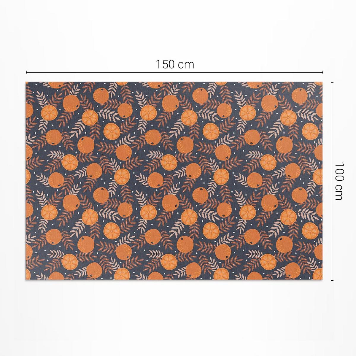 TEPPICH 100x150 cm Orangen und Blätter Illustration - Koralle, Kunststoff (100/150cm) - Wallfluent