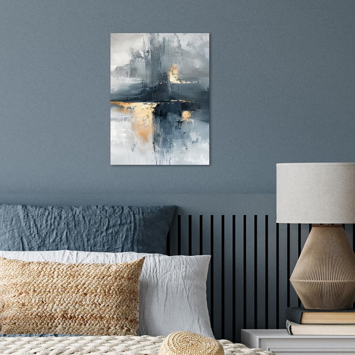 POSTER Kunst - Grau - Gold - Abstrakt Wandbilder 30x40 cm - Dunkelgrau, Papier (30/40/0.1cm) - MuchoWow