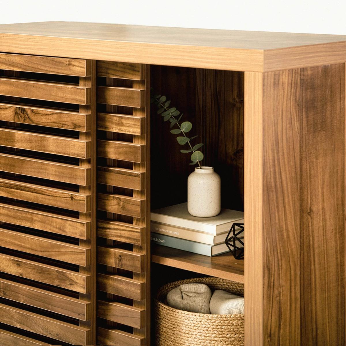 SIDEBOARD mit 2 Schiebetüren 29/80/88, 5 cm - Nussbaumfarben, Holzwerkstoff (29/88.5/45cm) - Calicosy