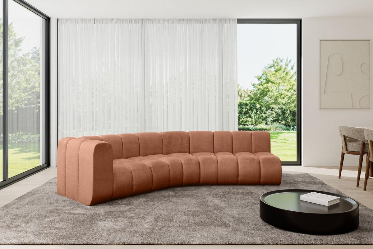 ECKSOFA modulares Sofa Karex-L1 - 308x194x70 cm Apricot - Koralle, Holzwerkstoff/Textil (308/194cm) - ALTDECOR