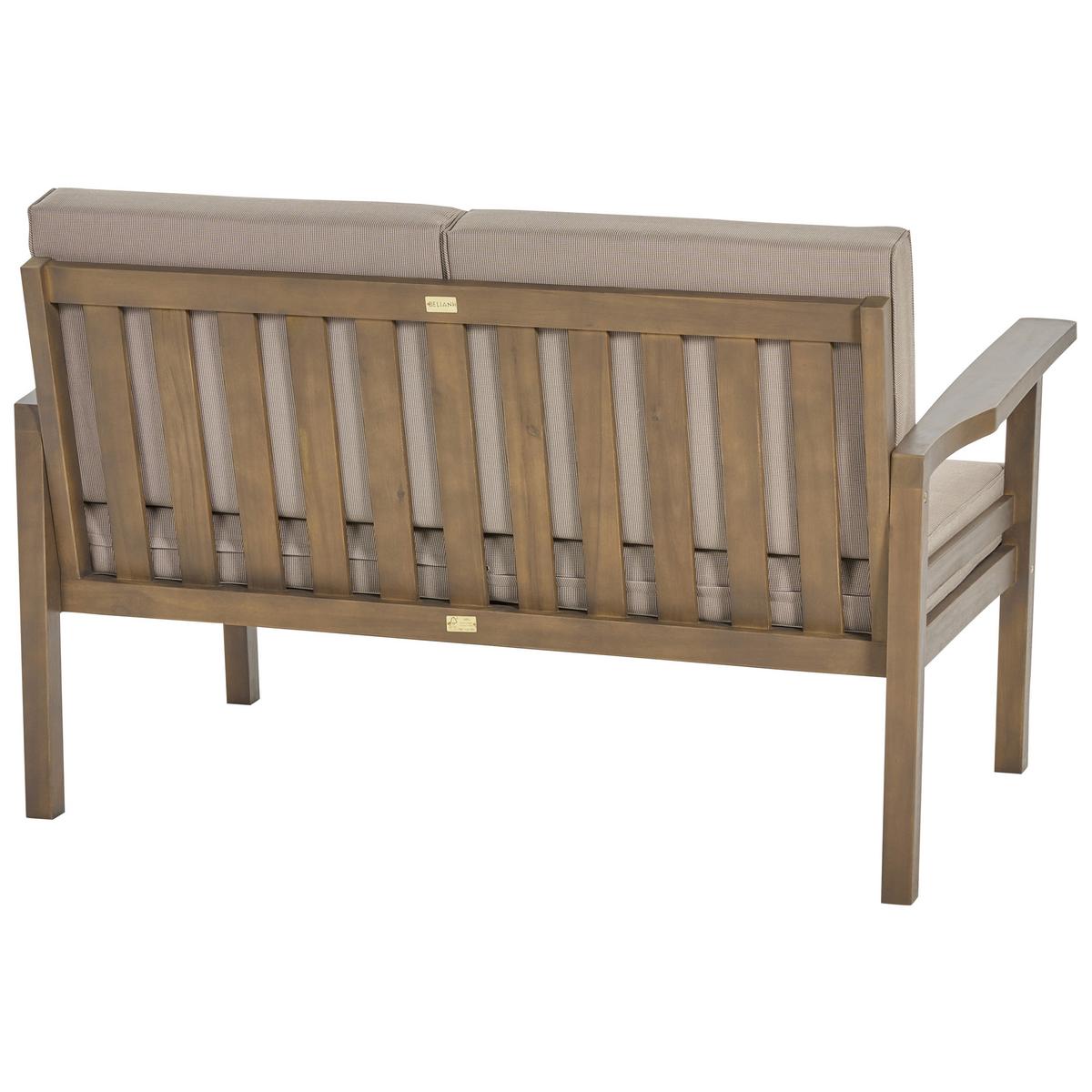 LOUNGE-SET 4-sitzer Akazienholz dunkelbraun Manila - Taupe/Dunkelbraun, Holz - Beliani