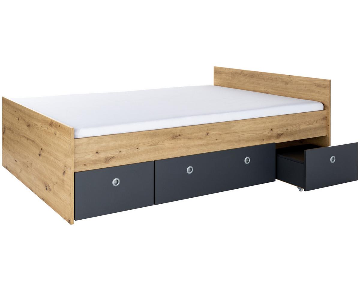 JUGENDZIMMER MEGA-Set Alessio 6-tlg. - Anthrazit/Silberfarben, Holzwerkstoff/Kunststoff (120/1/200cm) - arthur berndt