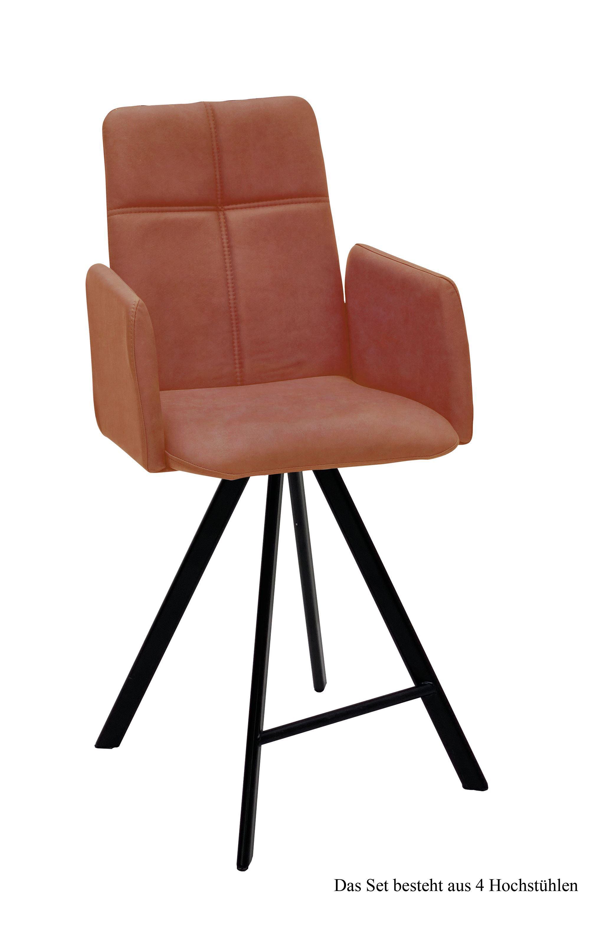 THEKENSTUHL drehbar (4er-Set) Despina 52x109x60 Schwarz/Cognac - Cognac/Schwarz, Kunststoff (60/109/52cm) - 58aufmkessel