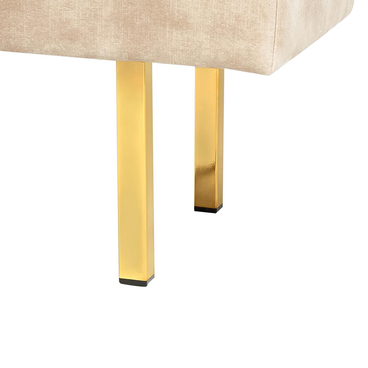 BANK Beige/Gold Roseville - Beige/Goldfarben, Holz/Textil (117/44/40cm) - Beliani