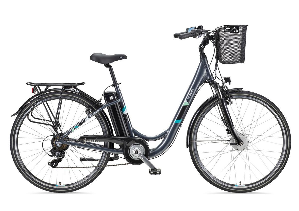 E-BIKE Cityrad Multitalent RC822 Für Damen u. Herren 374,4 Wh Frontmotor 7-Gang-Kettenschaltung 28 Zoll - Anthrazit, Metall (114.5cm) - Telefunken