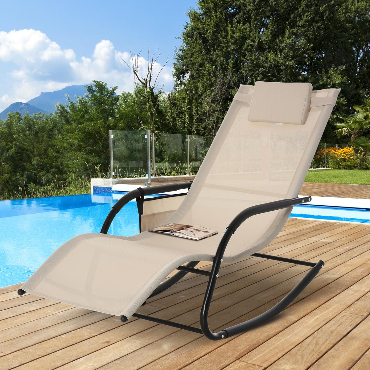 SCHAUKELSTUHL, Schwingsessel, Metall, Mesh, Beige, 150 x 62 x 88 cm - Beige, Metall (62/88/150cm) - Outsunny