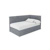 EINZELBETT Jugendbett mit Bettkasten Links, mit Matratze - LOVY 100x200 Grau - Grau, Holzwerkstoff/Textil (100/200cm) - ALTDECOR