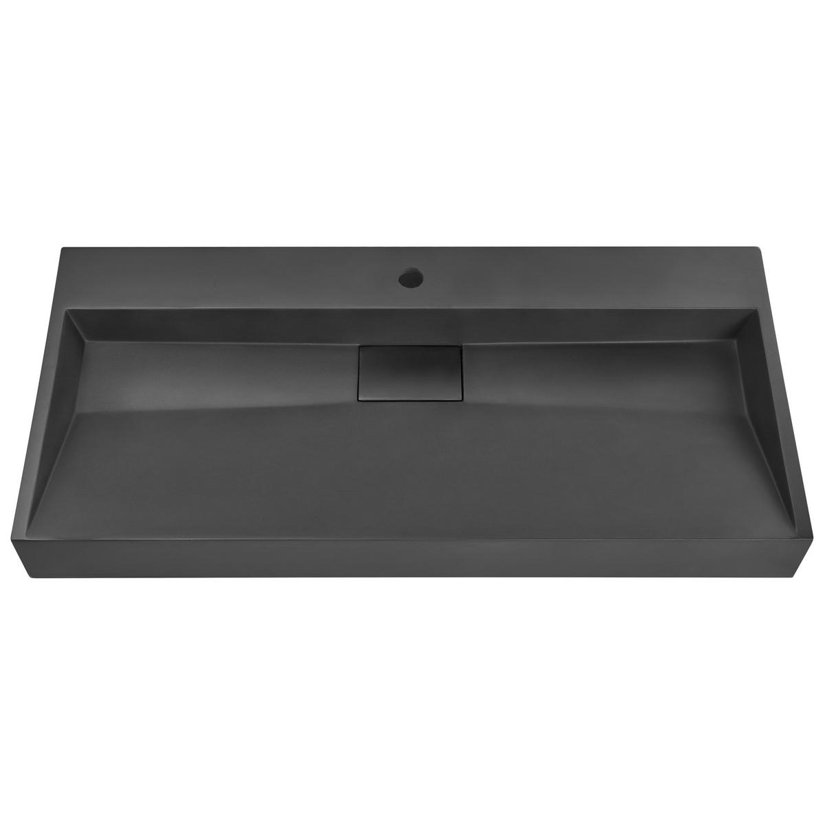 HÄNGEWASCHBECKEN Schwarz 100/46 cm Mineralguss Quenko - Schwarz, Naturmaterialen (100/12/46cm) - Beliani